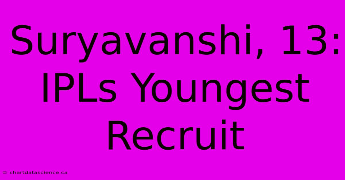 Suryavanshi, 13: IPLs Youngest Recruit