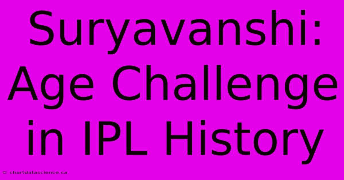 Suryavanshi: Age Challenge In IPL History