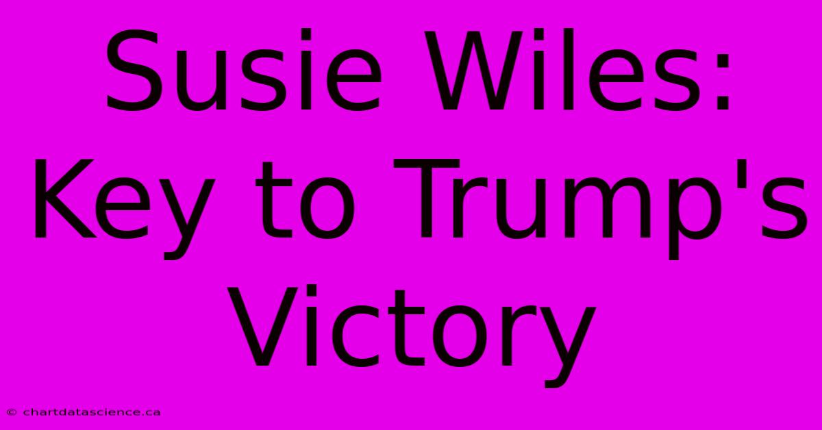 Susie Wiles: Key To Trump's Victory 