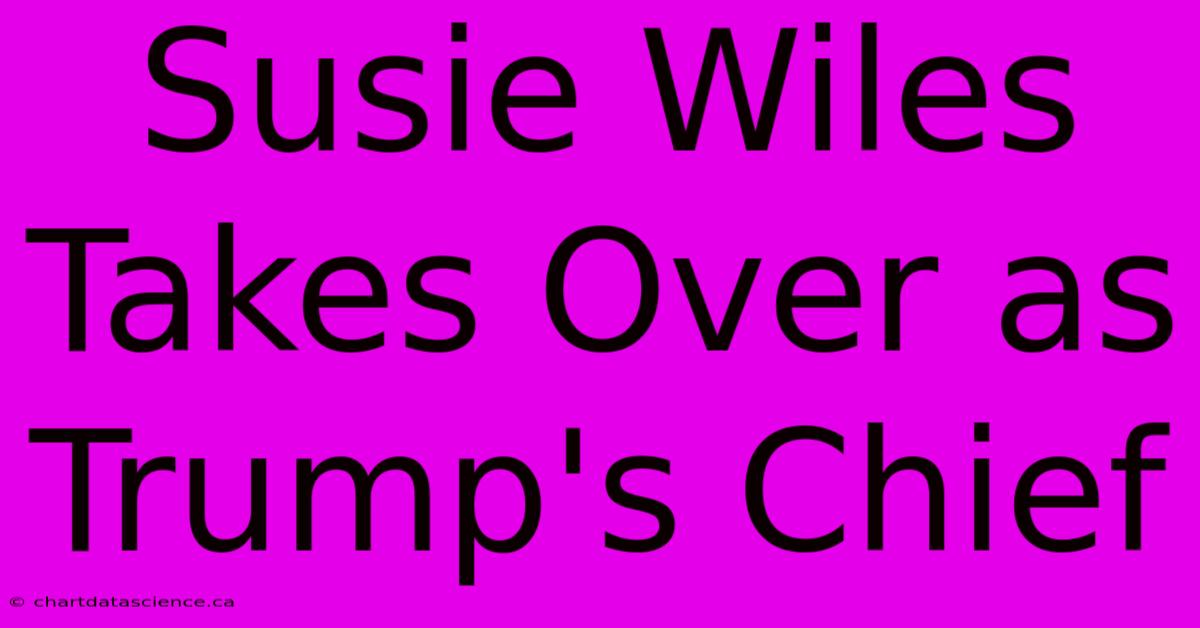 Susie Wiles Takes Over As Trump's Chief