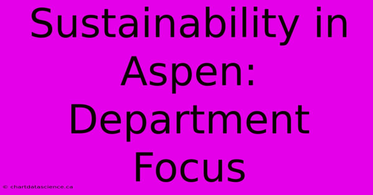 Sustainability In Aspen: Department Focus