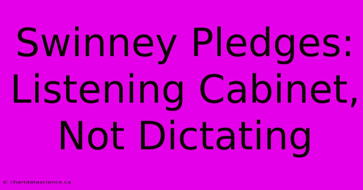 Swinney Pledges: Listening Cabinet, Not Dictating