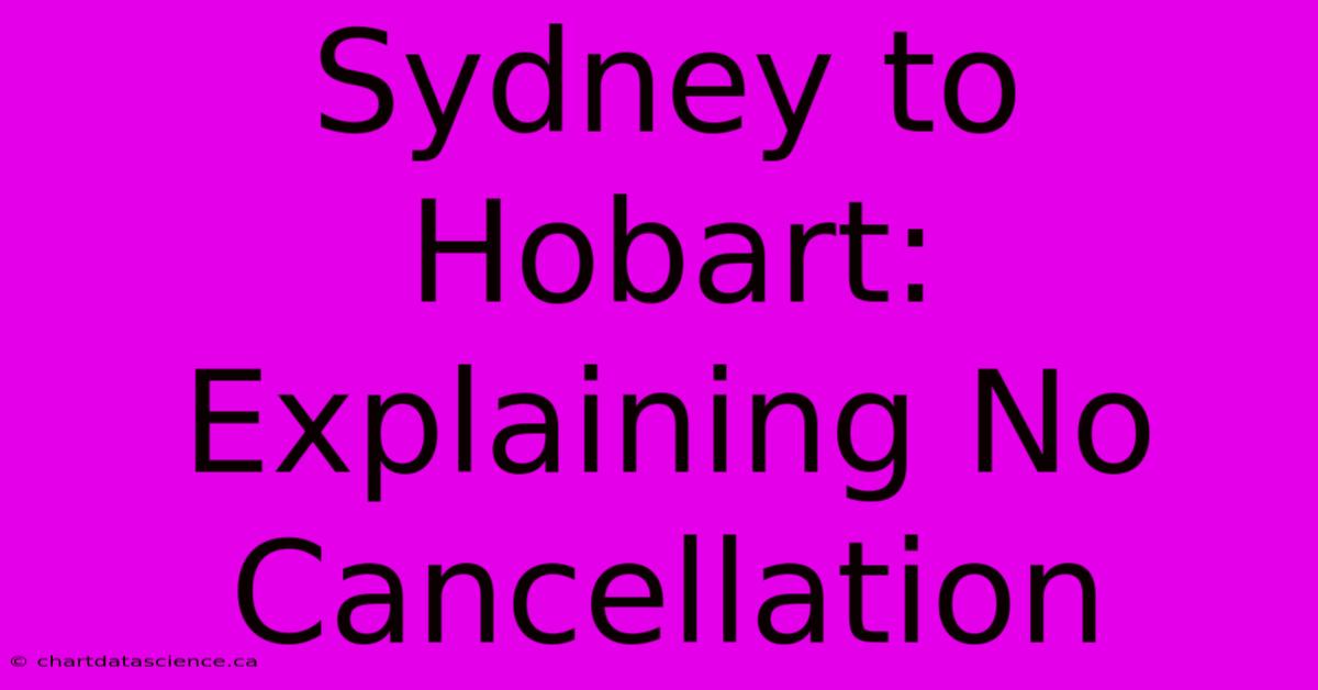 Sydney To Hobart: Explaining No Cancellation