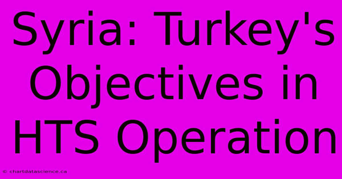 Syria: Turkey's Objectives In HTS Operation