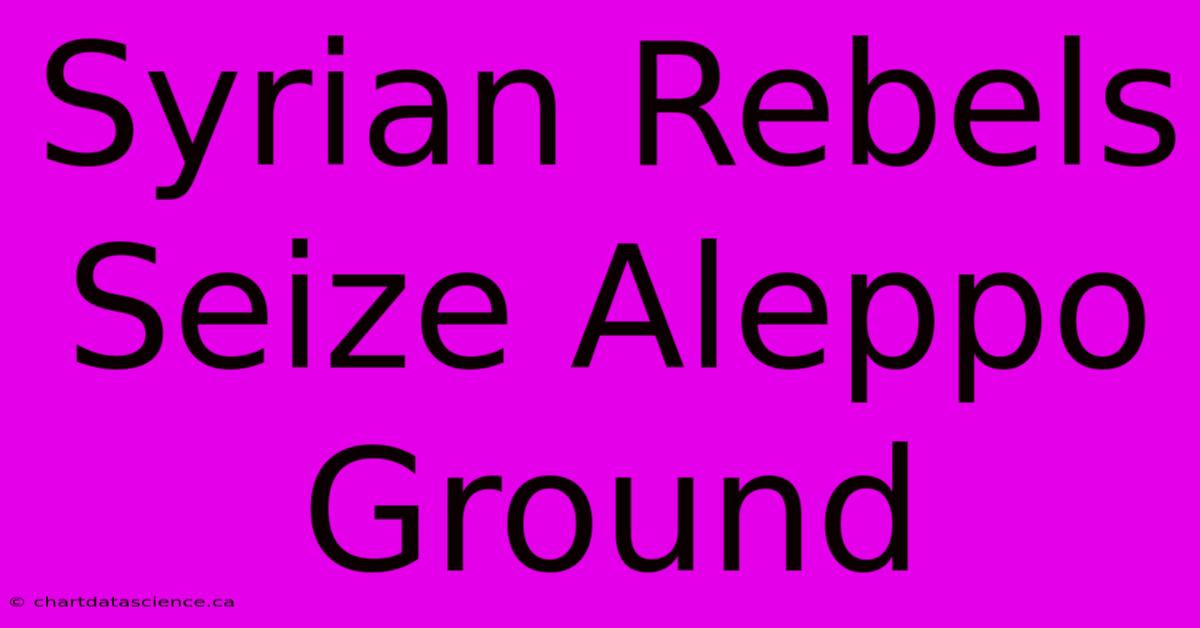 Syrian Rebels Seize Aleppo Ground