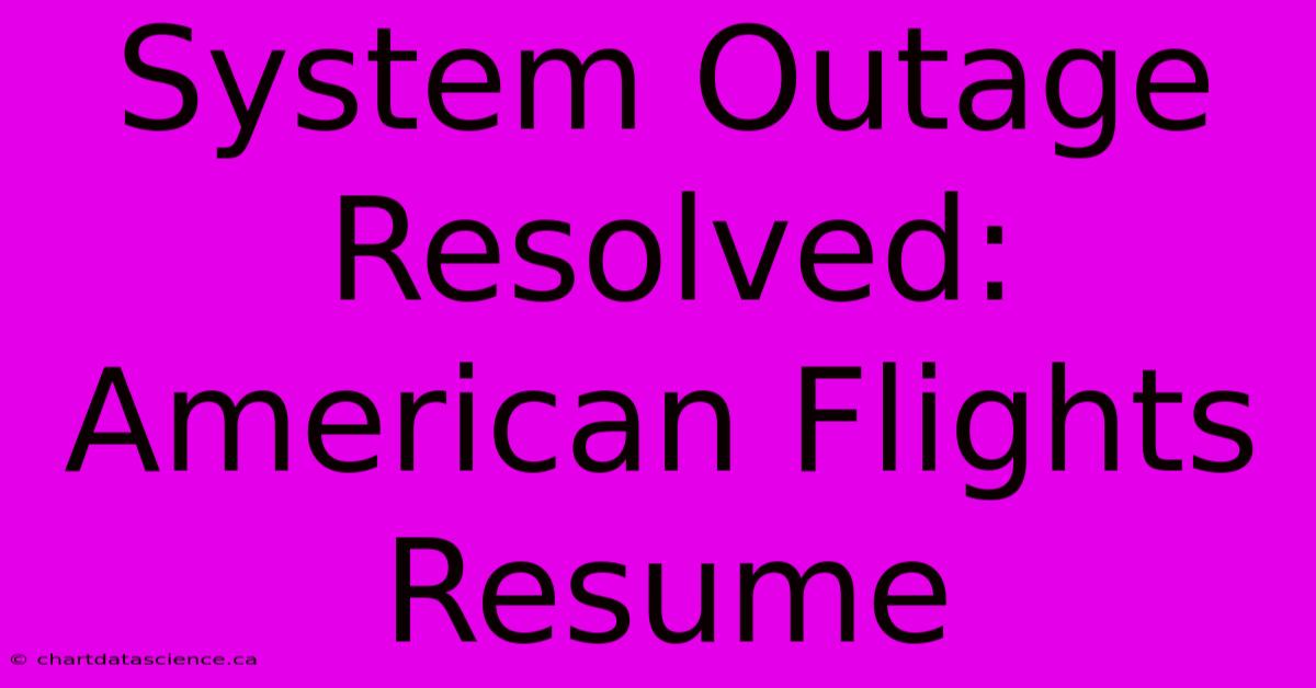 System Outage Resolved: American Flights Resume