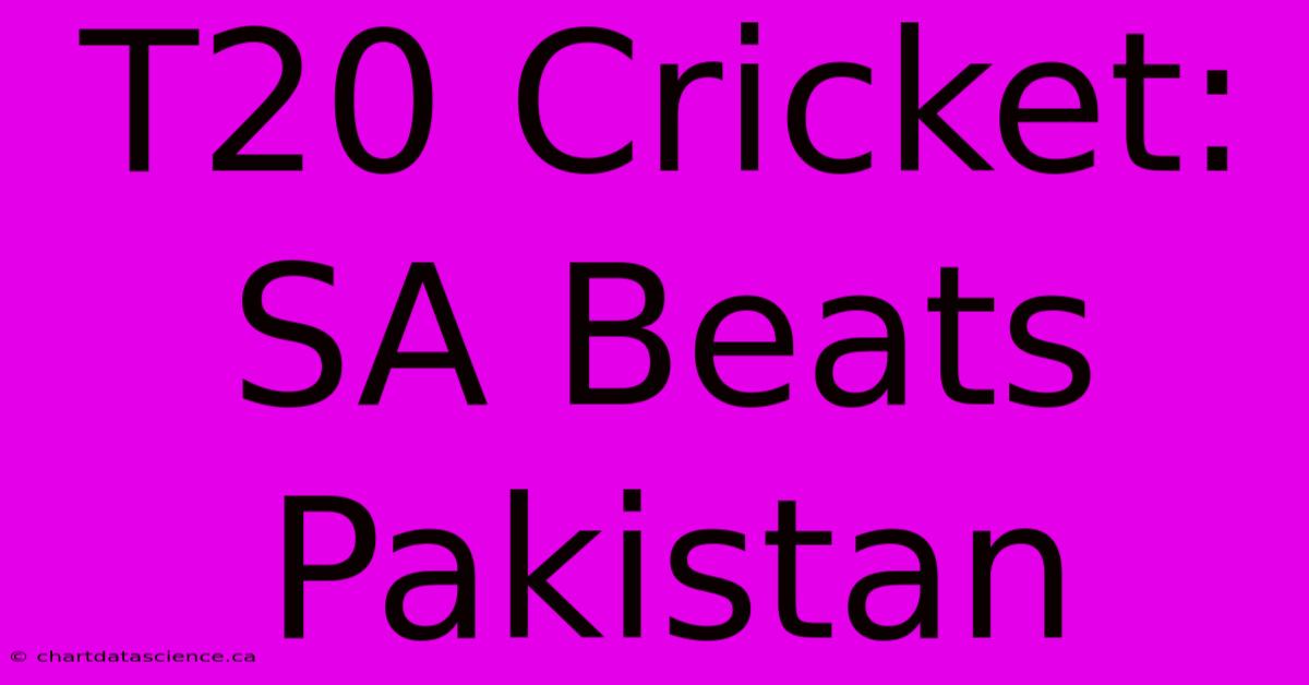 T20 Cricket: SA Beats Pakistan