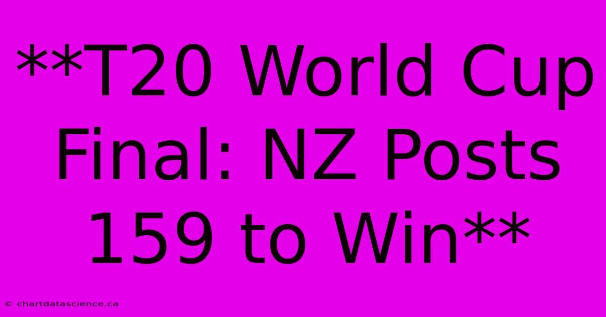 **T20 World Cup Final: NZ Posts 159 To Win** 