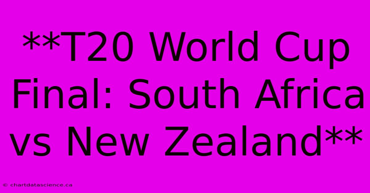 **T20 World Cup Final: South Africa Vs New Zealand**