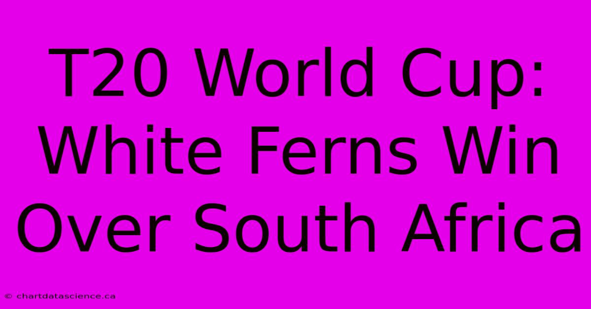 T20 World Cup: White Ferns Win Over South Africa