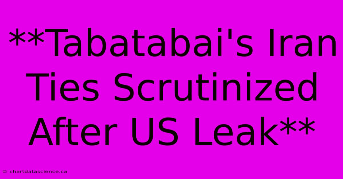 **Tabatabai's Iran Ties Scrutinized After US Leak**