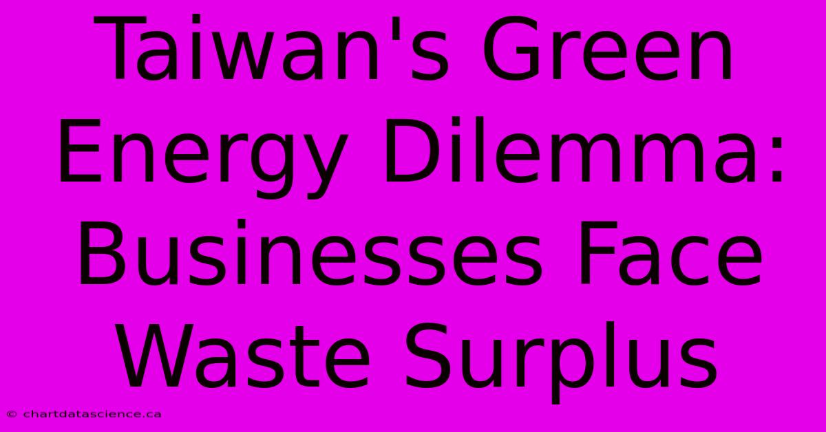 Taiwan's Green Energy Dilemma: Businesses Face Waste Surplus