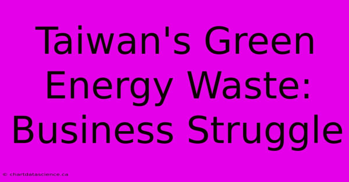 Taiwan's Green Energy Waste: Business Struggle