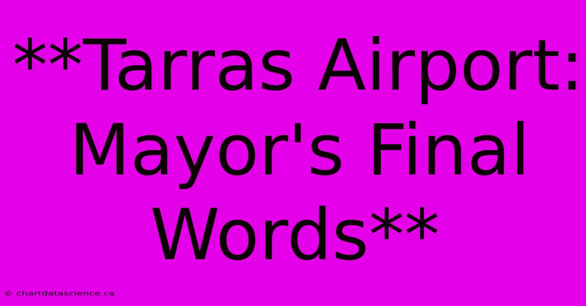 **Tarras Airport: Mayor's Final Words**