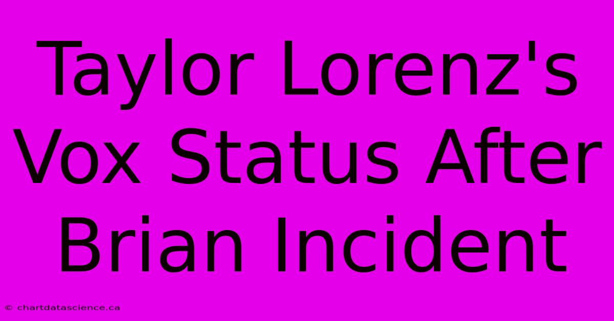 Taylor Lorenz's Vox Status After Brian Incident