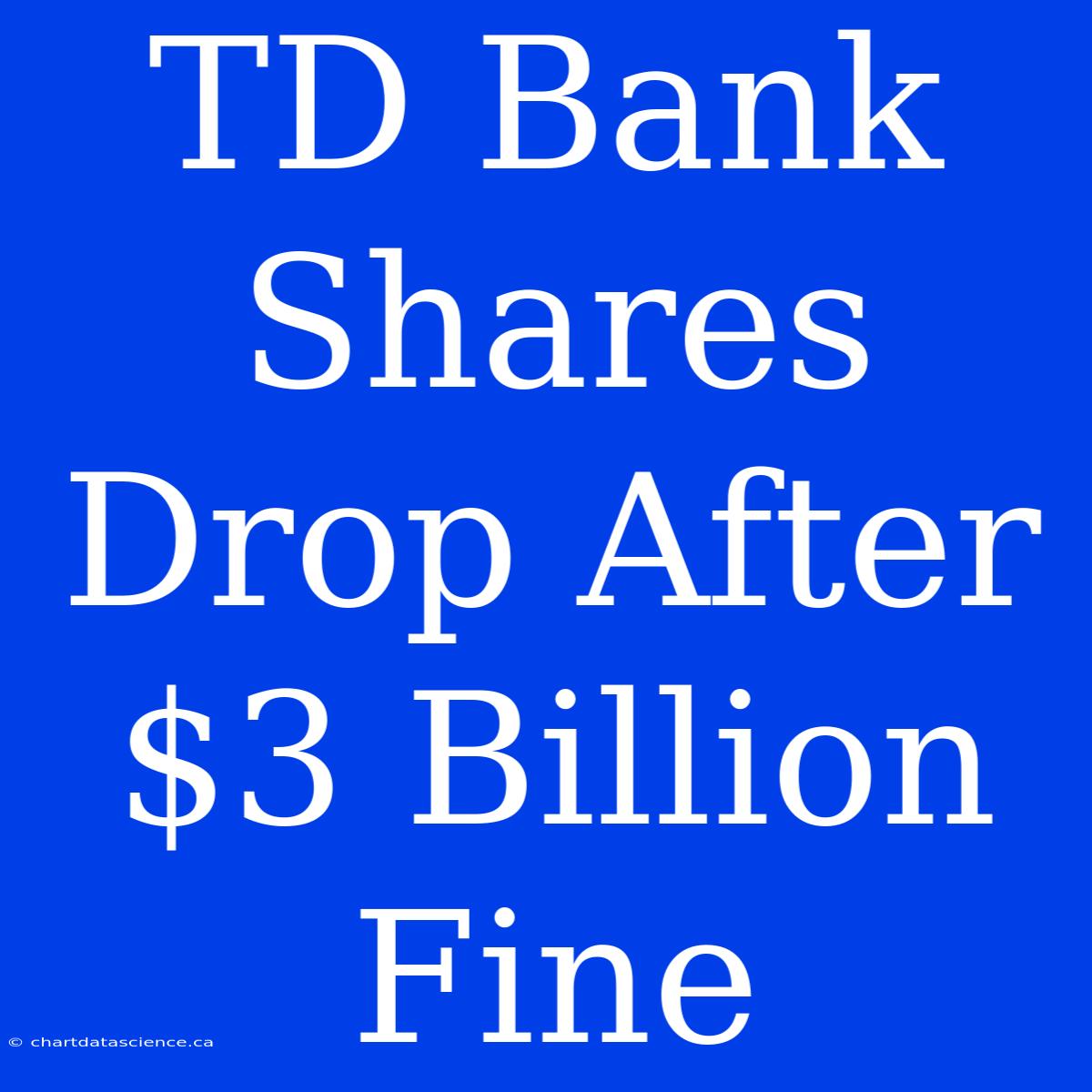 TD Bank Shares Drop After $3 Billion Fine