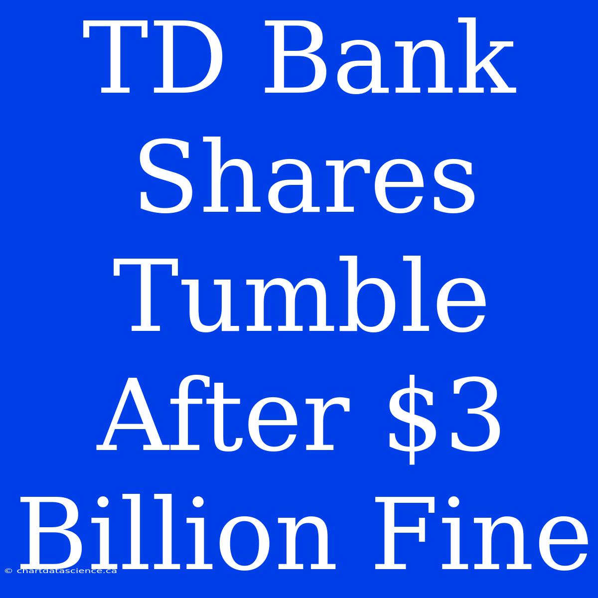 TD Bank Shares Tumble After $3 Billion Fine