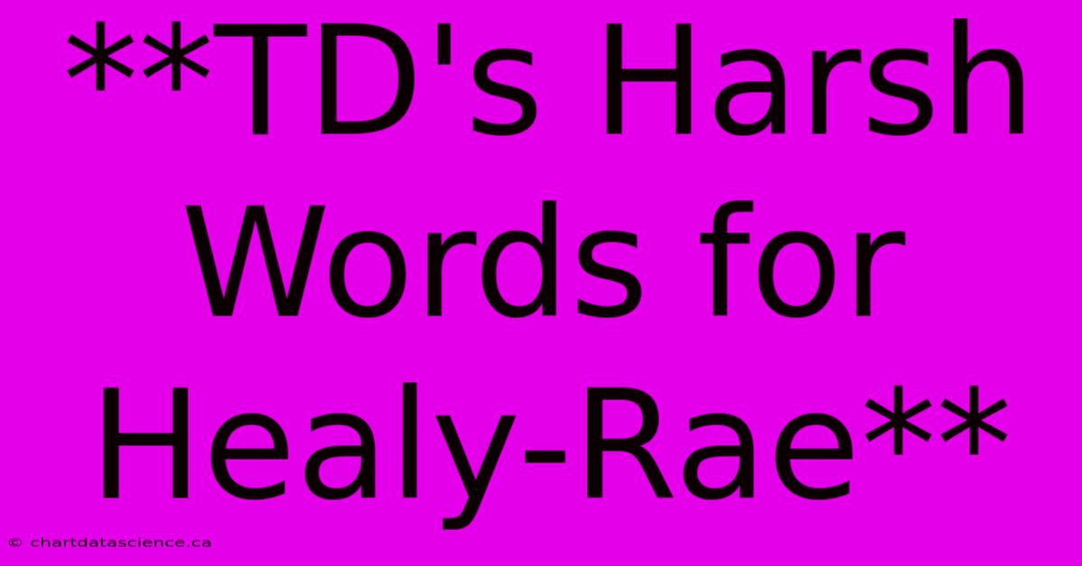 **TD's Harsh Words For Healy-Rae**