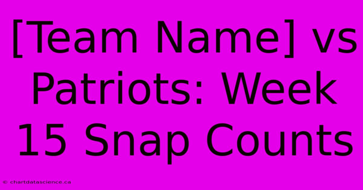 [Team Name] Vs Patriots: Week 15 Snap Counts