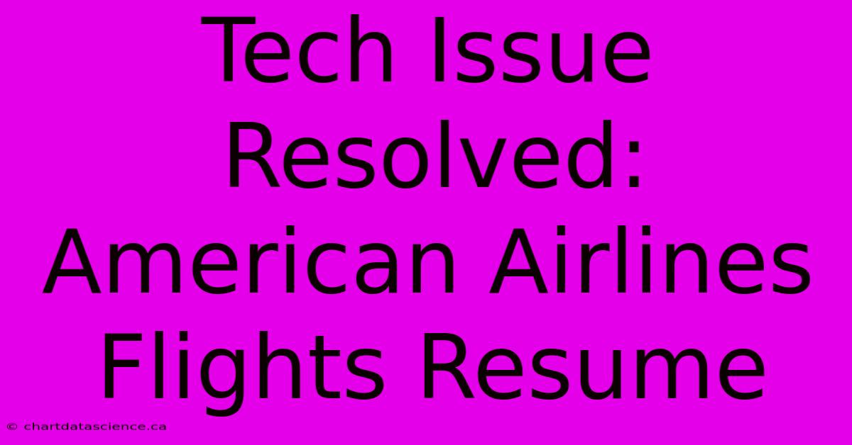 Tech Issue Resolved: American Airlines Flights Resume