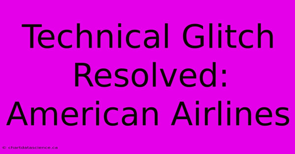 Technical Glitch Resolved: American Airlines