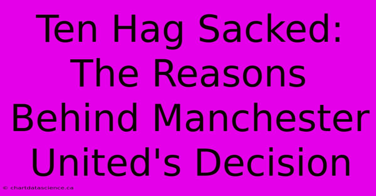 Ten Hag Sacked: The Reasons Behind Manchester United's Decision