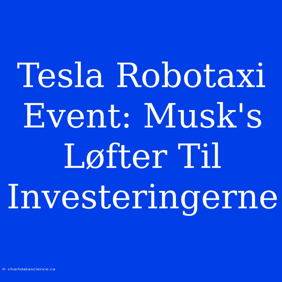 Tesla Robotaxi Event: Musk's Løfter Til Investeringerne