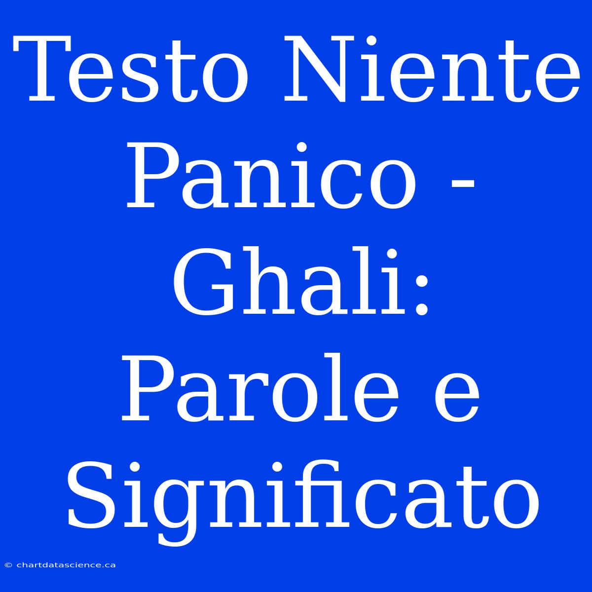 Testo Niente Panico - Ghali: Parole E Significato