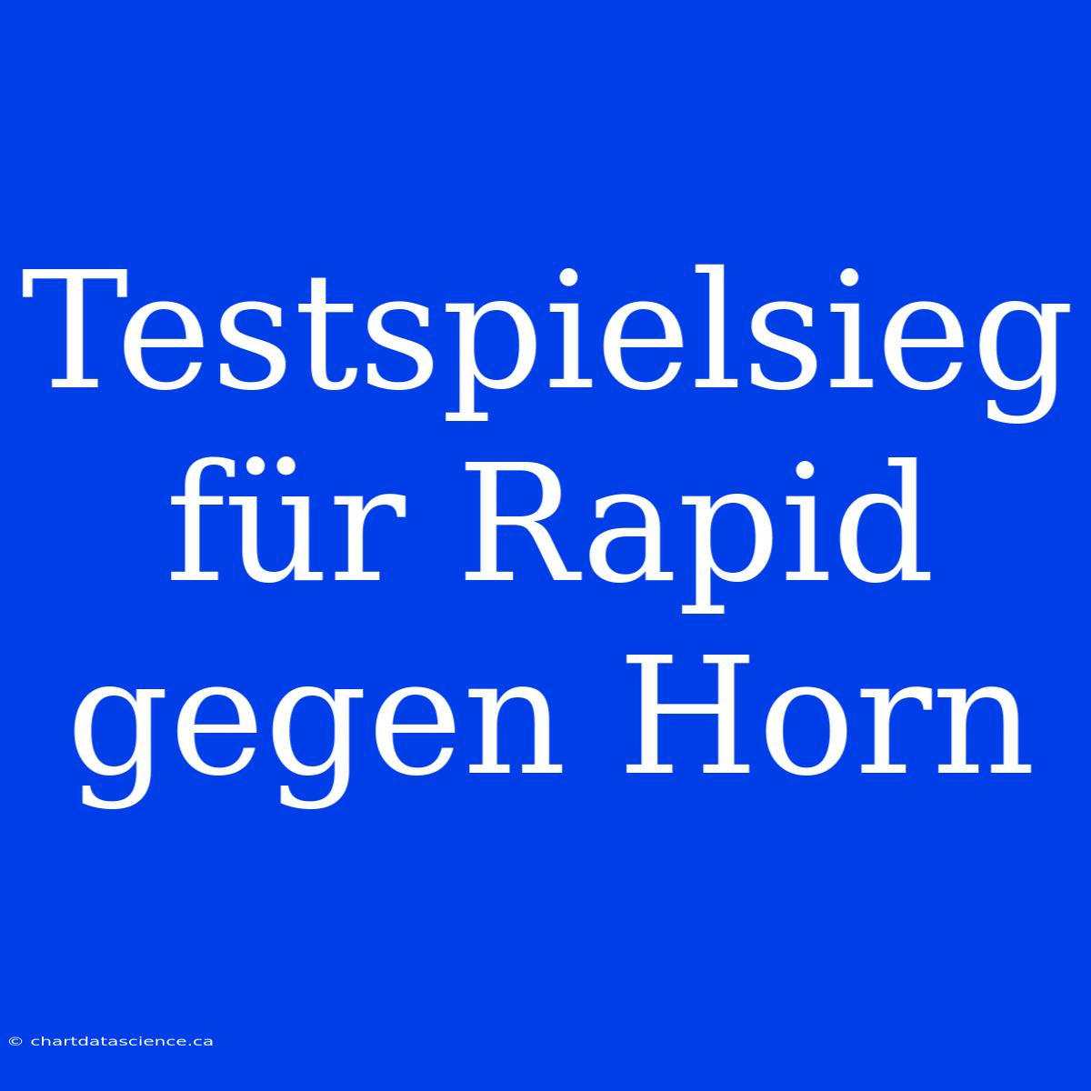 Testspielsieg Für Rapid Gegen Horn