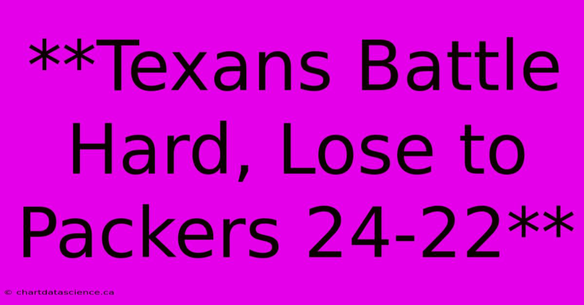 **Texans Battle Hard, Lose To Packers 24-22**