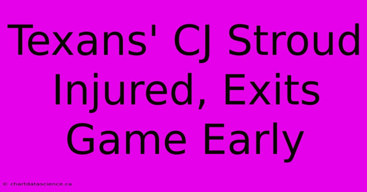 Texans' CJ Stroud Injured, Exits Game Early 