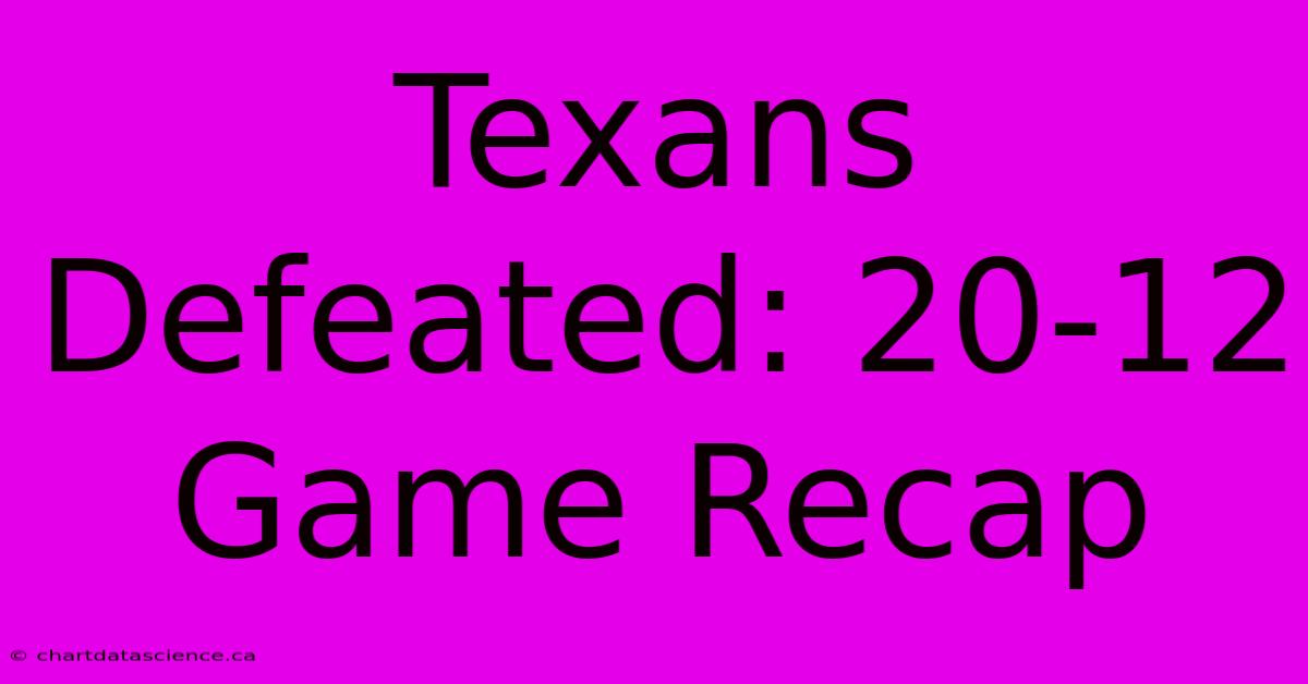 Texans Defeated: 20-12 Game Recap