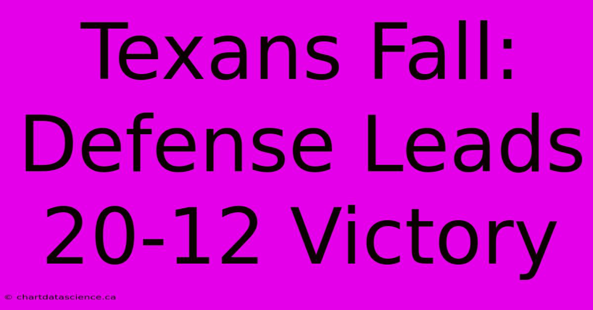 Texans Fall: Defense Leads 20-12 Victory