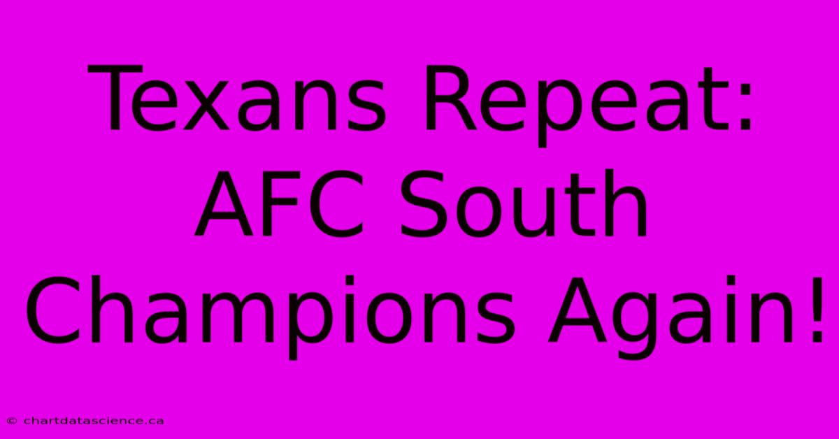 Texans Repeat: AFC South Champions Again!