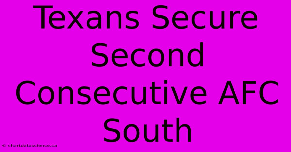 Texans Secure Second Consecutive AFC South