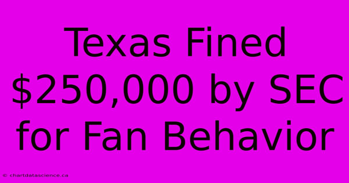 Texas Fined $250,000 By SEC For Fan Behavior