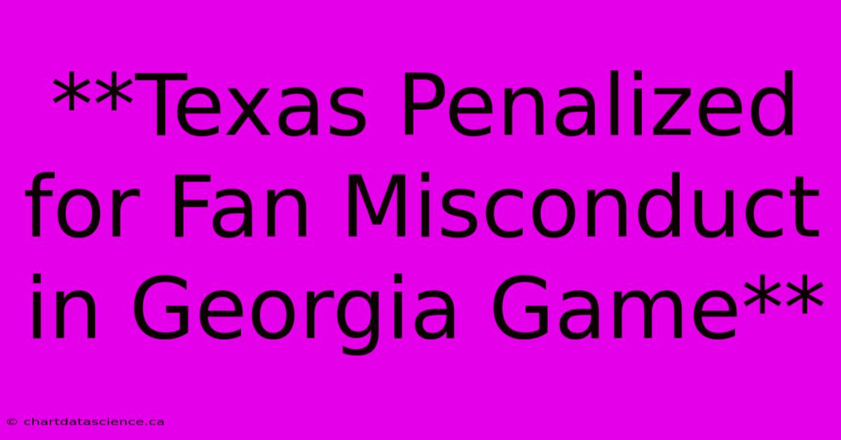 **Texas Penalized For Fan Misconduct In Georgia Game**