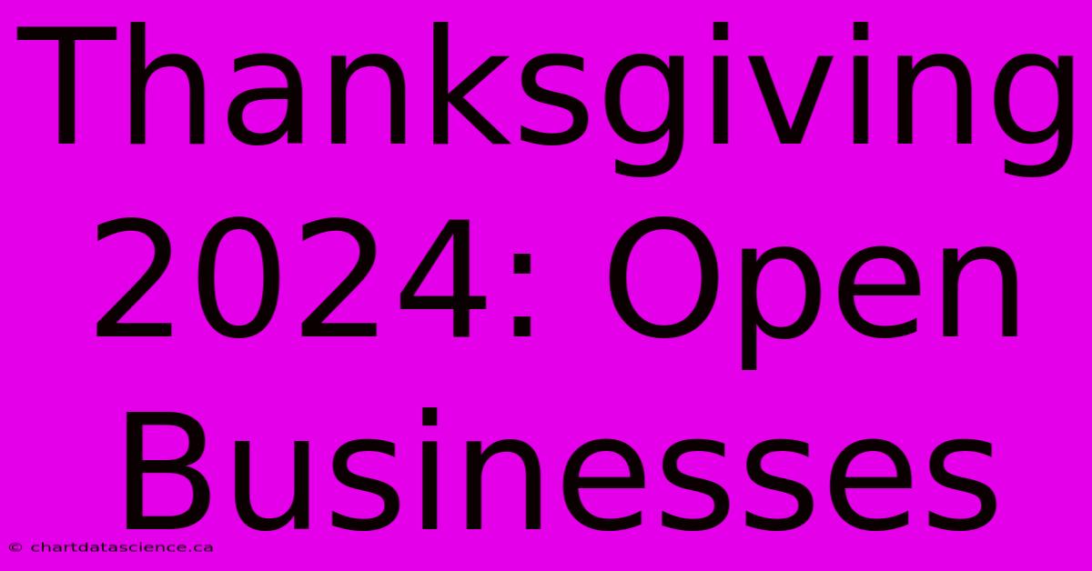 Thanksgiving 2024: Open Businesses