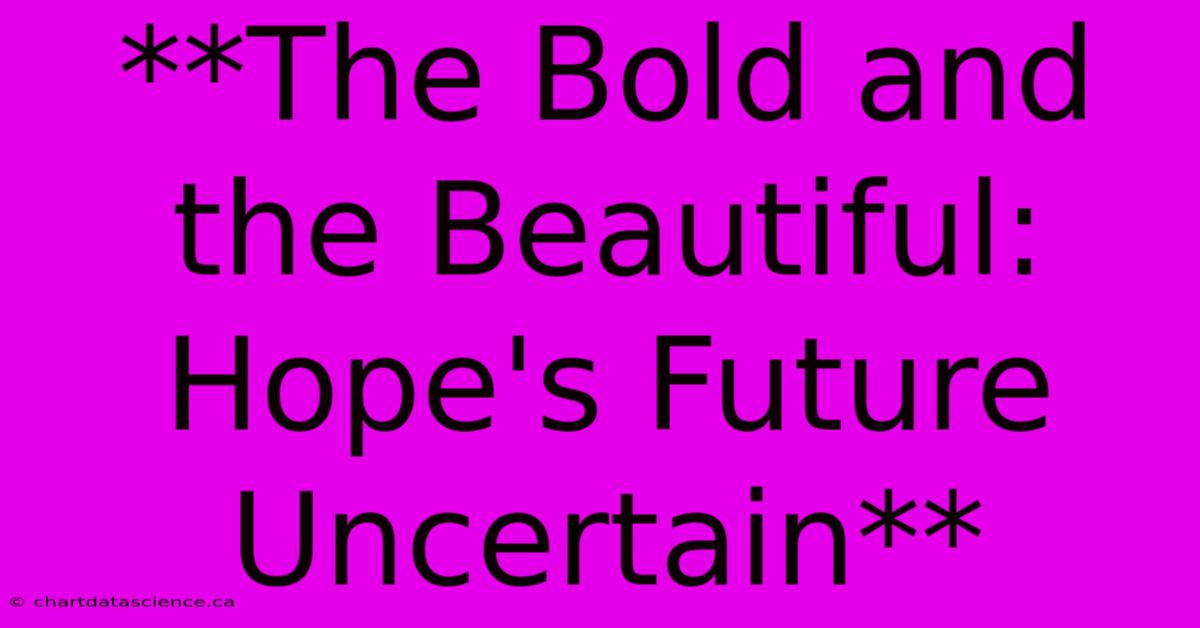 **The Bold And The Beautiful: Hope's Future Uncertain**