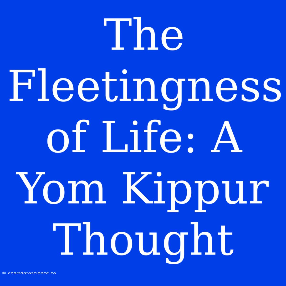 The Fleetingness Of Life: A Yom Kippur Thought