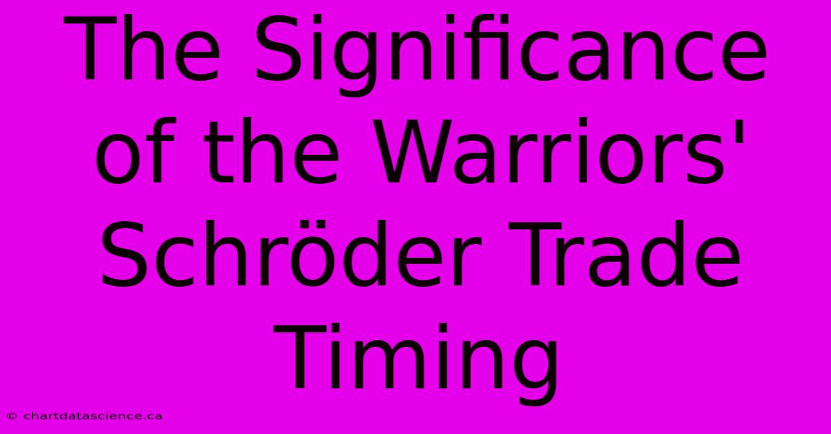 The Significance Of The Warriors' Schröder Trade Timing