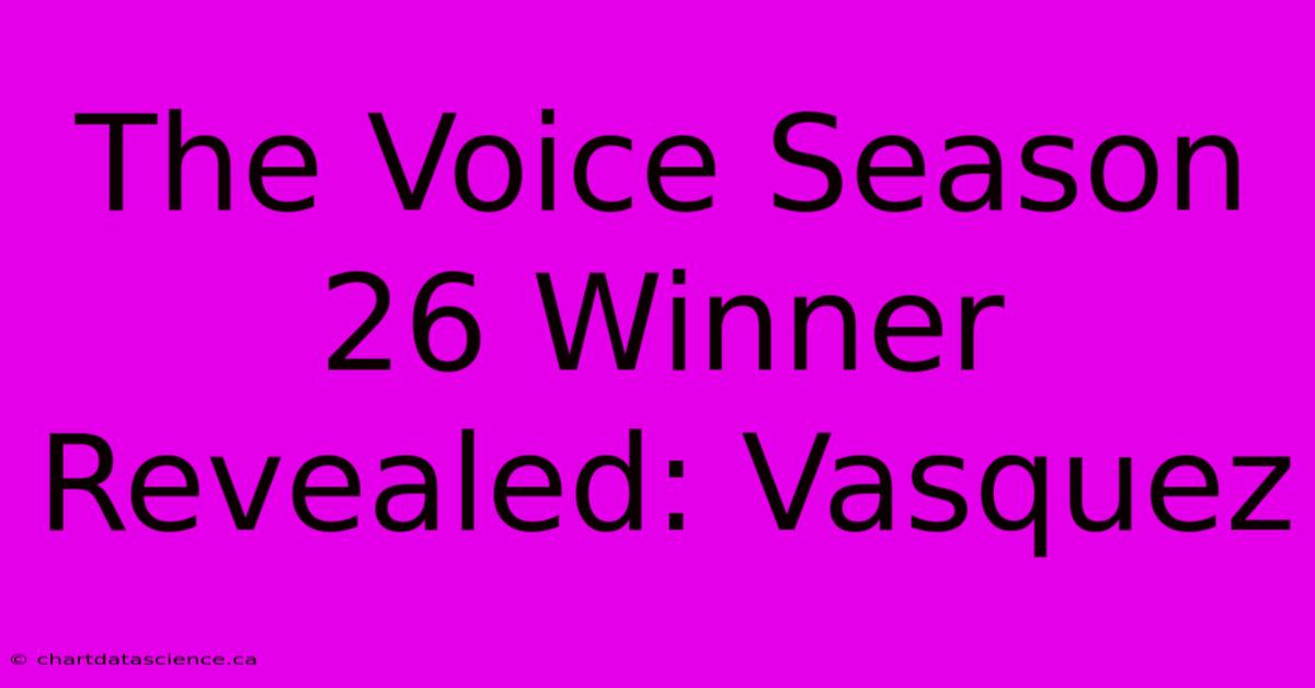 The Voice Season 26 Winner Revealed: Vasquez