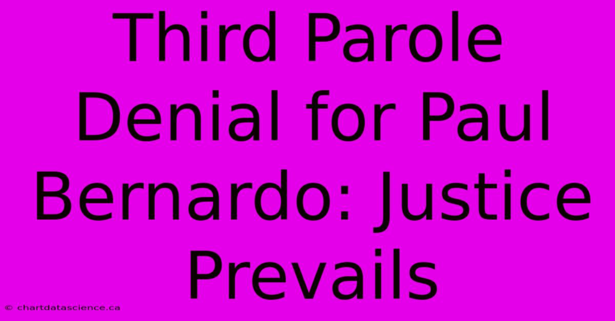 Third Parole Denial For Paul Bernardo: Justice Prevails