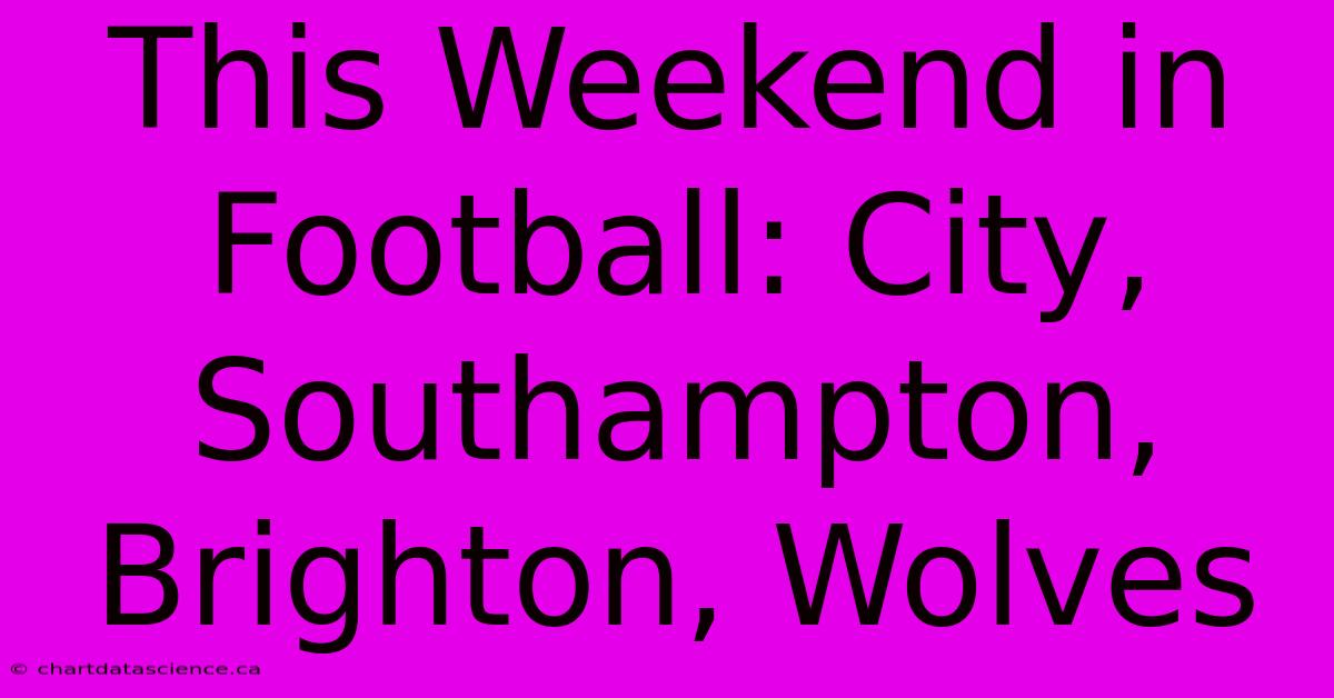 This Weekend In Football: City, Southampton, Brighton, Wolves