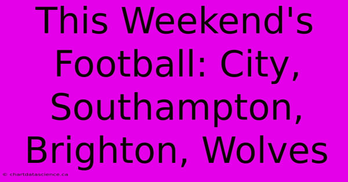 This Weekend's Football: City, Southampton, Brighton, Wolves