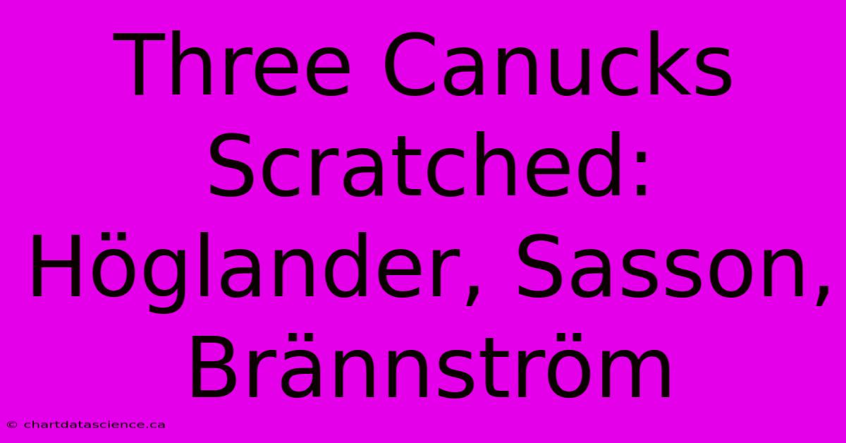 Three Canucks Scratched: Höglander, Sasson, Brännström