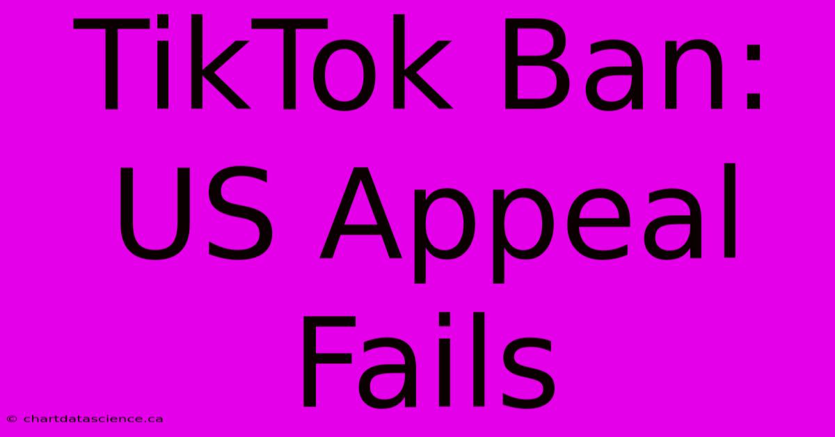 TikTok Ban: US Appeal Fails