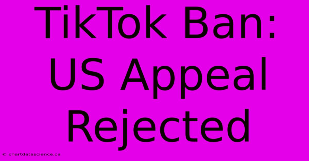 TikTok Ban: US Appeal Rejected