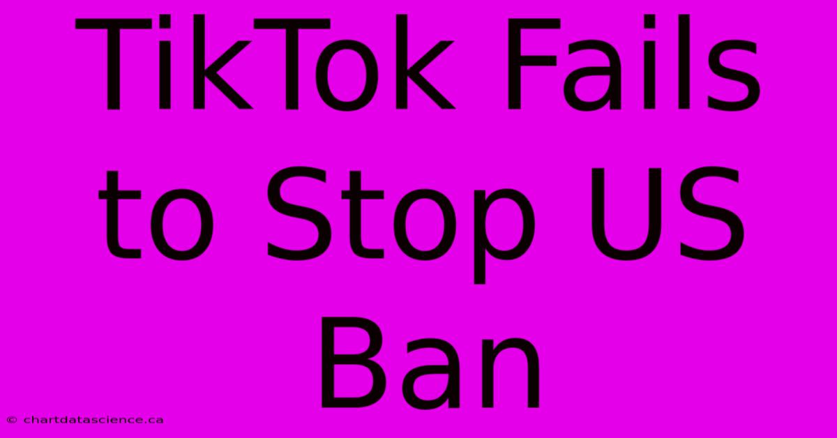 TikTok Fails To Stop US Ban