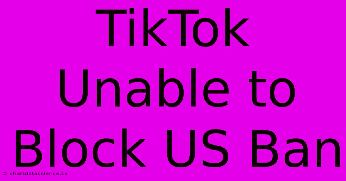 TikTok Unable To Block US Ban